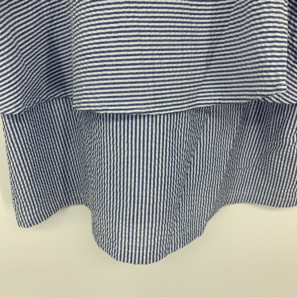 MINKPINK Top Blue White Stripe Tiered Ruffle Sleeveless Tank - Picture 7 of 12